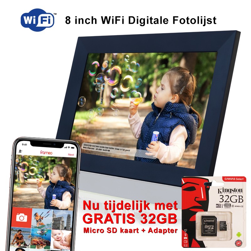 FELIA WiFi fotolijstje 8 inch. beste grote internet fotolijst cloud digitale fotolijst. photoframe | Innovu webshop